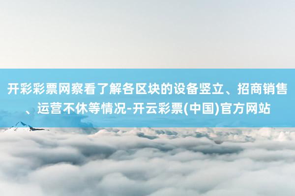 开彩彩票网察看了解各区块的设备竖立、招商销售、运营不休等情况-开云彩票(中国)官方网站